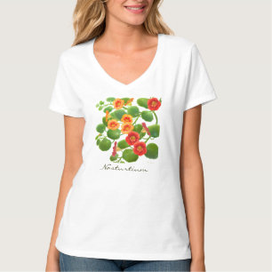 Nasturtium Floral Jersey Knit V-Neck Shirt