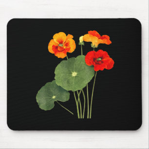 Nasturtium flower illustration vintage nature artN Mouse Mat