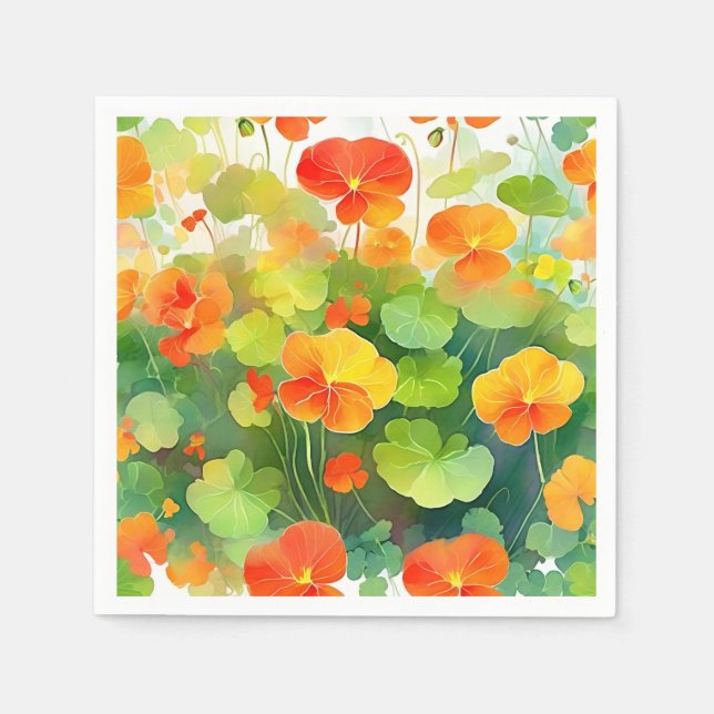 Nasturtium Flowers Vibrant Napkin (Front)