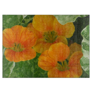 Nasturtium Glass Cutting Board