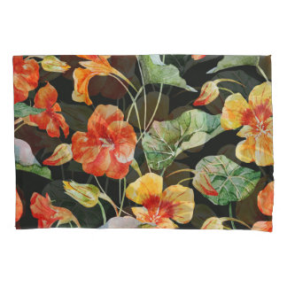 Nasturtium Orange: Watercolor Dark Pattern. Pillowcase