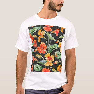 Nasturtium Orange: Watercolor Dark Pattern. T-Shirt