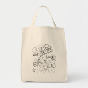 Nasturtium Pen and Ink Flower Drawing Art Tote Bag