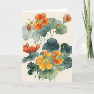 Nasturtium - Watercolor flowers Card
