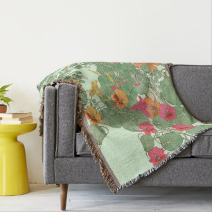 Nasturtiums   Antique Lithograph 1896 Throw Blanket