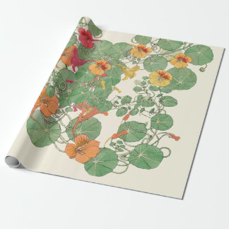 Nasturtiums | Antique Lithograph 1896 Wrapping Pap Wrapping Paper