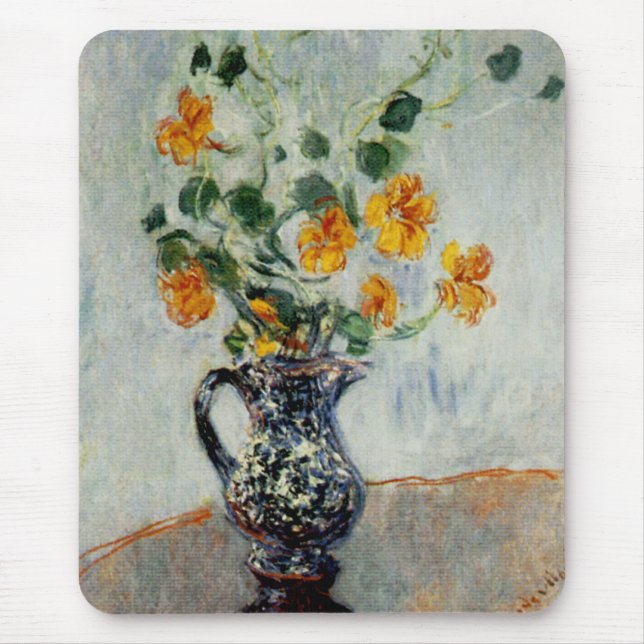 Nasturtiums in a Blue Vase by Monet Mouse Mat (Front)