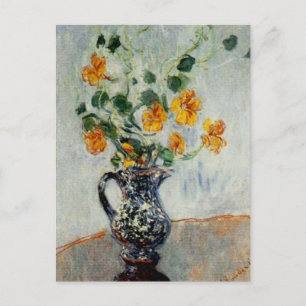 Nasturtiums in a Blue Vase by Monet Postcard