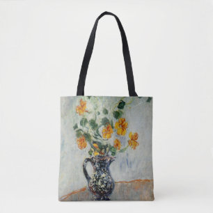 Nasturtiums in a Blue Vase by Monet Tote Bag