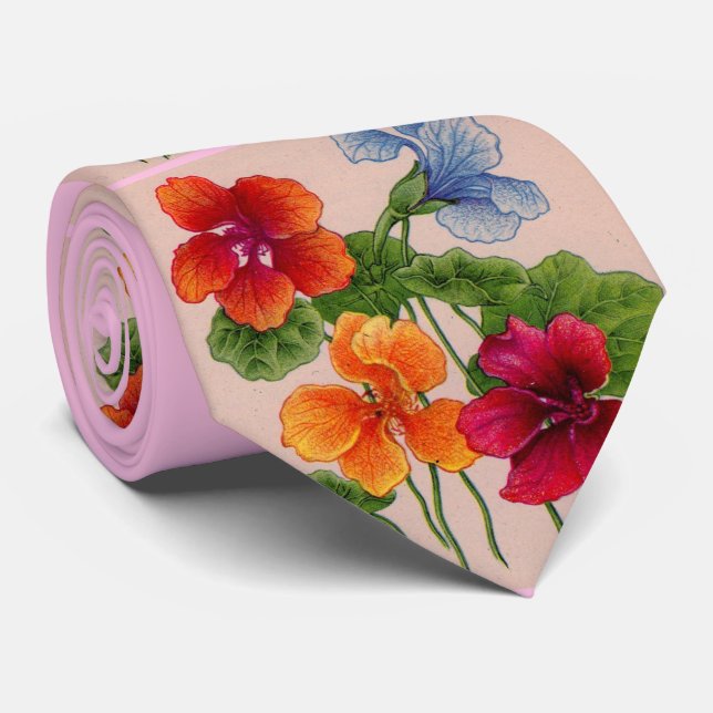 nasturtiums print tie (Rolled)