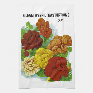 Nasturtiums Seed Packet Label Tea Towel
