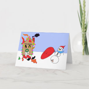 Nasty the Snowman Thief Christmas Holiday Card