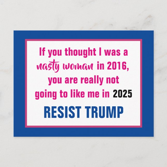 Nasty Woman 2025 Anti-Trump Anti-Musk Postcard (Front)