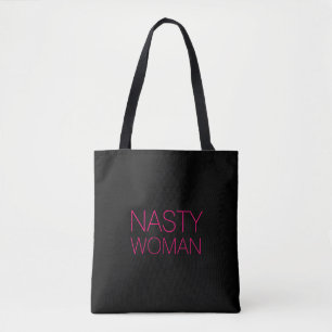 "nasty woman" black hot pink, magenta - Tote Bag
