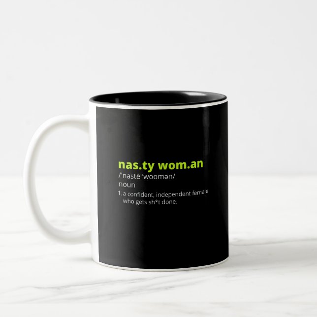 Nasty Woman Dictionary Definition Two-Tone Coffee Mug (Left)