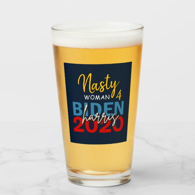 Nasty Woman for Biden Harris 2020 Election Glass (Front Filled)