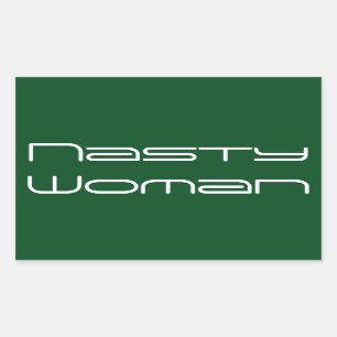 Nasty Woman, futuristic white text on green Rectangular Sticker