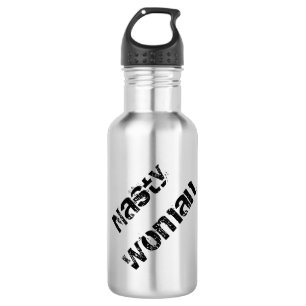 Nasty Woman, grungy black text on silver 532 Ml Water Bottle