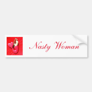 nasty woman heart-tail mermaid bumper sticker