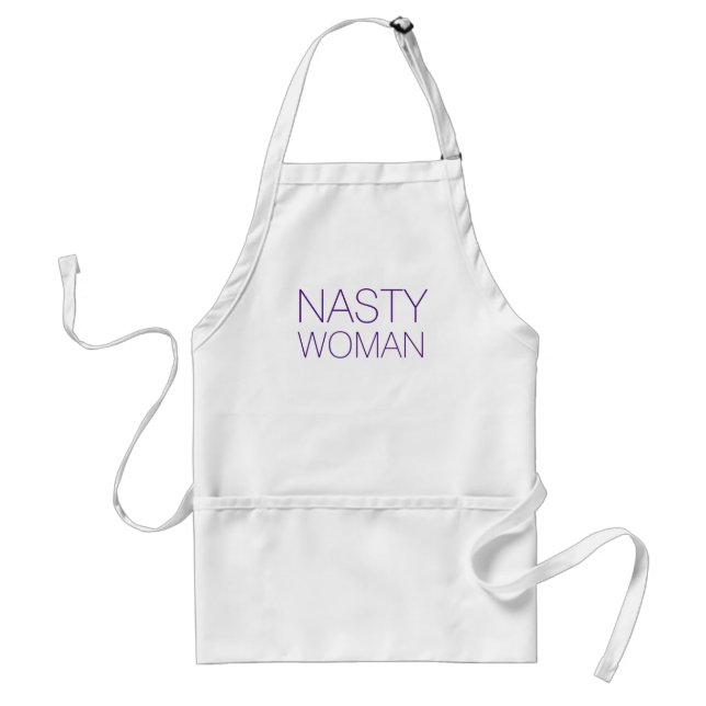 "nasty woman" purple, violet letters standard apron (Front)