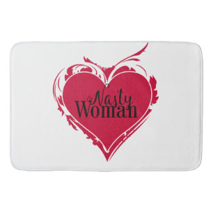 NASTY WOMAN red art HEART Bath Mat