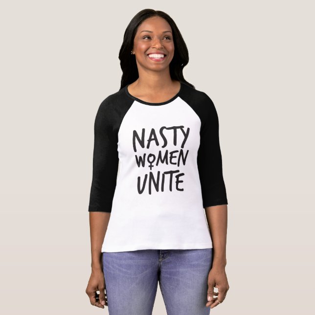 Nasty Women Unite Womens 1/4 Sleeve Shirt (Front Full)