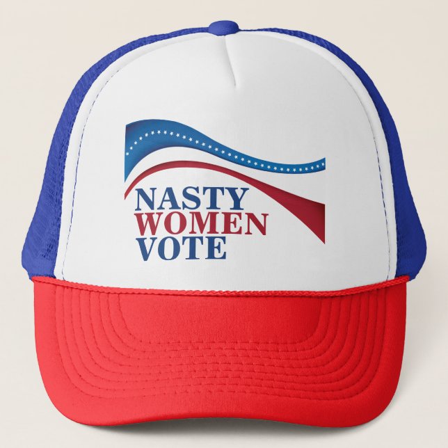 Nasty Women Vote American Flag Feminist Political Trucker Hat (Front)