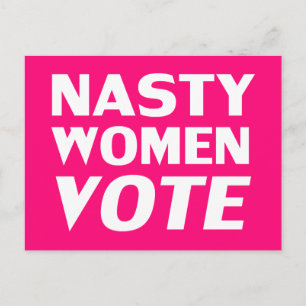 "Nasty Women Vote" hot pink, magenta, white Postcard