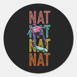 Nat Custom Skateboarding Hob  Classic Round Sticker
