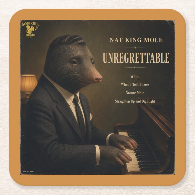 Nat King Mole Album: a Parody Square Paper Coaster (Front)