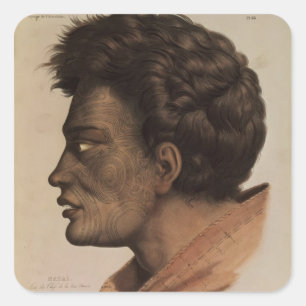 Natai, a Maori chief from Bream Bay, New Zealand Square Sticker