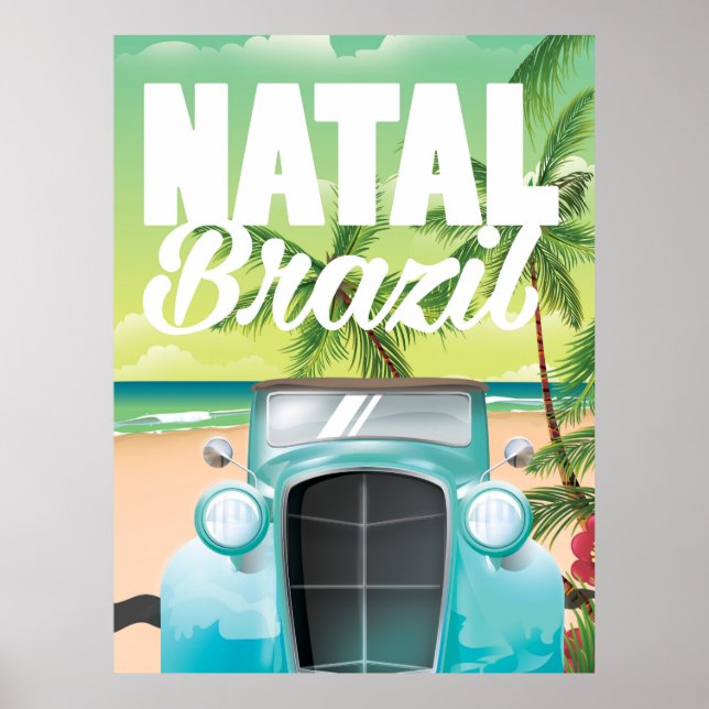 Natal Brazil Vintage automobile travel poster (Front)