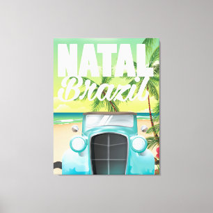 Natal Brazil Vintage automobile travel poster Canvas Print
