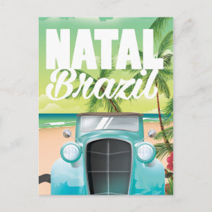 Natal Brazil Vintage automobile travel poster Postcard