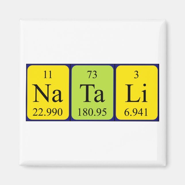 Natali periodic table name magnet (Front)
