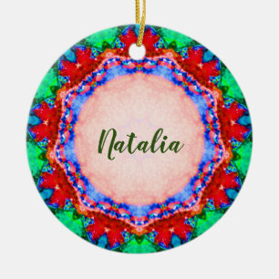 NATALIA Christmas Fractal Personalised Ceramic Tree Decoration