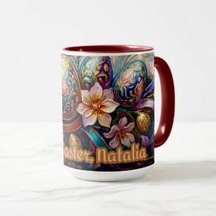 NATALIA ~ EASTER MUG ~ Flowers Eggs~ 