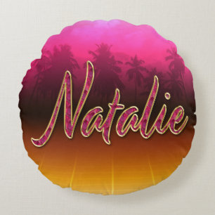 Natalie First Name Golden pink cushion