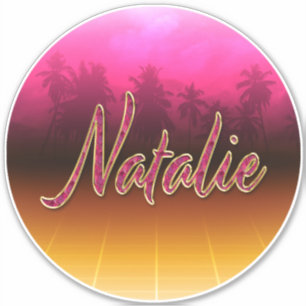 Natalie First Name golden pink sticker