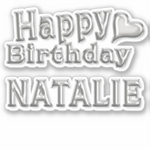 Natalie Happy Birthday silver Sticker