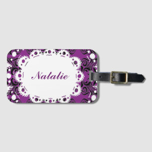 Natalie Lace & Damask Victorian Add your Name Luggage Tag