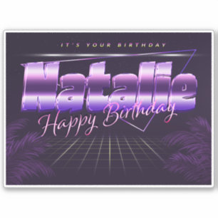 Natalie Name First name lila retro Sticker Birthda