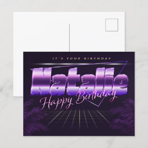Natalie Name Vorname lila Postkarte Geburtstag Postcard