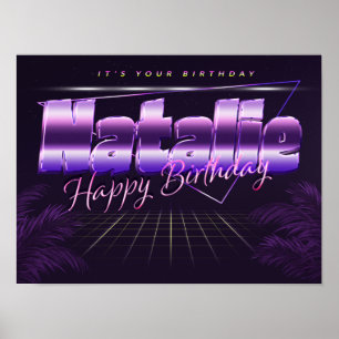 Natalie Name Vorname lila retro Poster Geburtstag