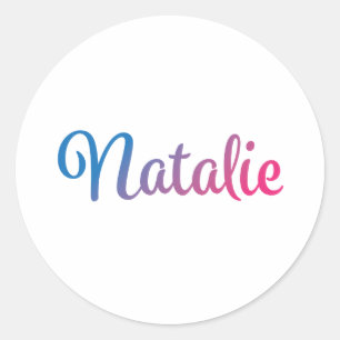 Natalie Stylish Cursive Classic Round Sticker