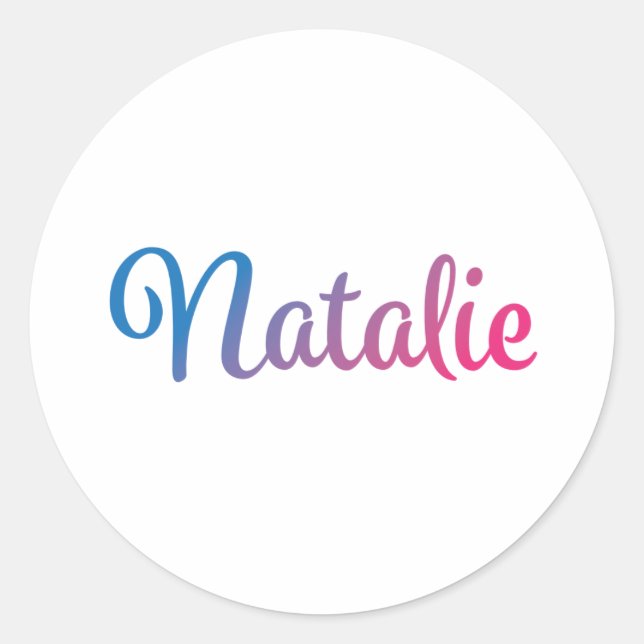 Natalie Stylish Cursive Classic Round Sticker (Front)