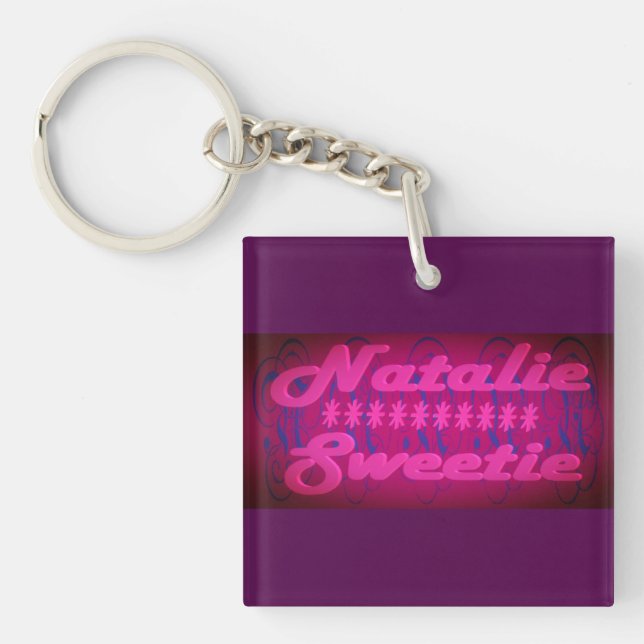 Natalie Sweetie design deep purple  Key Ring (Front)