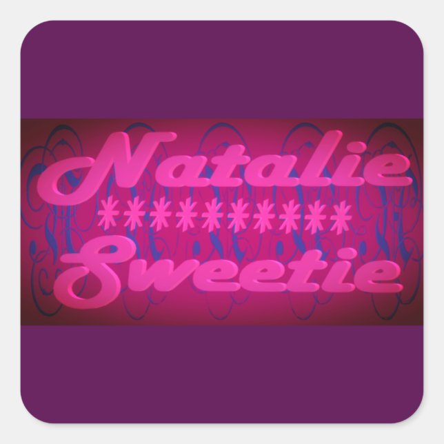 Natalie Sweetie design deep purple  Square Sticker (Front)