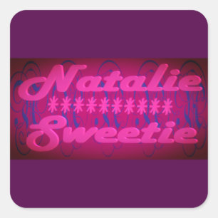 Natalie Sweetie design deep purple  Square Sticker