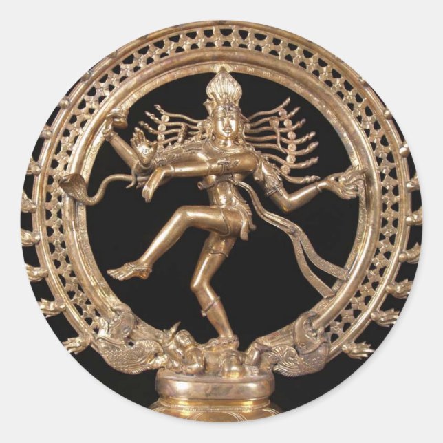 NATARAJ HINDU GOD CLASSIC ROUND STICKER (Front)